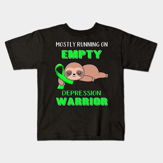 Mostly Running On Empty Depression Warrior Support Depression Warrior Gifts Kids T-Shirt by ThePassion99